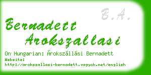 bernadett arokszallasi business card